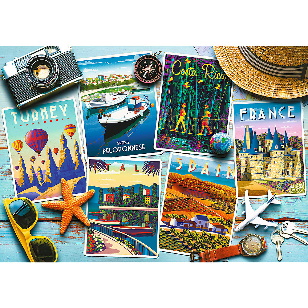 TREFL Jigsaw จิ๊กซอว์ จำนวน 1000 ชิ้น รุ่น Holiday Postcards (68.3x48 cm.) ผลิตและนำเข้าจากยุโรป