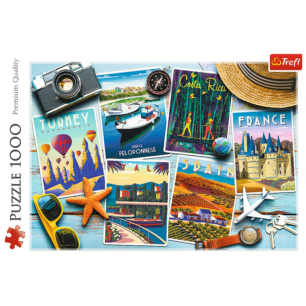 TREFL Jigsaw จิ๊กซอว์ จำนวน 1000 ชิ้น รุ่น Holiday Postcards (68.3x48 cm.) ผลิตและนำเข้าจากยุโรป