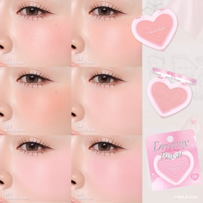 💟ของแท้ 💟 บลัชออน Meilinda เมลินดา เนื้อเนียนนุ่ม ละมุนเกลี่ยง่าย * มี 6 เฉดสี* 2.8 กรัม Dreamy Blurry Blush (MC5109)