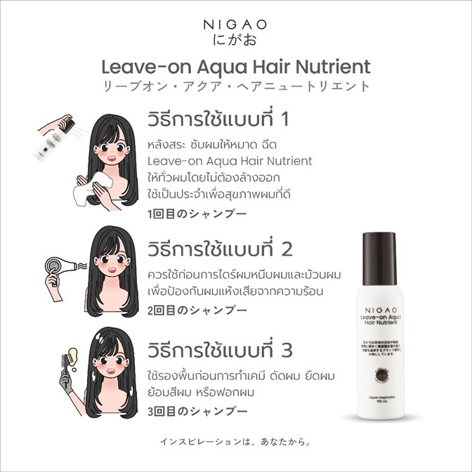 ของแท้!! [อาหารผม] NIGAO นิกาโอะ Hair Nutrient บำรุงผม กันความร้อน 150ml. *มี2 สูตร* ซ่อมแซมเกล็ดผมที่เสียหายการทำเคมี