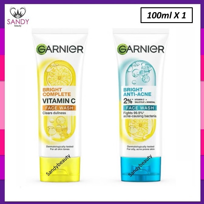 ขายดี!! โฟมล้าง การ์นิเย่ GARNIER ไลท์ คอมพลีท มัลติ-แอ็คชั่น ไบรท์เทนนิ่ง Anti-Acne & Face Wash 100ml.ช่วยลดเลือนจุดด่า
