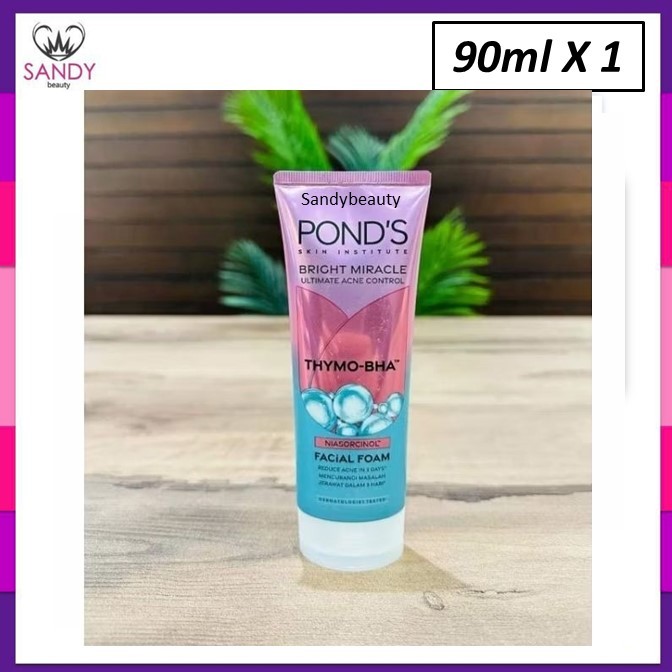 โฟมล้างหน้า Pond's ลดปัญหาสิว พอนด์ส ไบรท์ มิราเคิล อัลติเมท แอคเน่ โซลูชั่น 90ml. *THYMO-BHA * ผิวสวย กระจ่างใส ไกลสิว