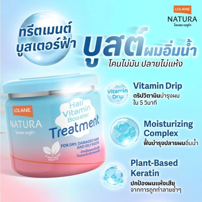 ใหม่ !! ทรีทเม้นท์ Lolane โลแลน เนทูร่า แฮร์ ไวตามิน บูสเตอร์ Vitamin Booster Treatment 2 สูตรใหม่ 250 กรัม / 500 กรัม