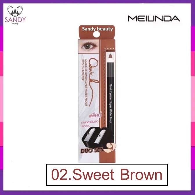 ถูกมาก!! อายไลเนอร์ Mei Linda เมลินดา Quick EyeLiner Duo Set Super Water Proof แห้งเร็ว สีคมชัด กันน้ำ มี3 สี มีกบเหลา