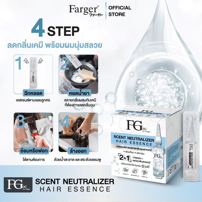 ถูกมาก!! เอสเซนส์สลายกลิ่นเคมี Farger ฟาร์เกอร์ Scent Neutralizer Hair Essence 2in1 5ml. *1แพ็ก5หลอด*บำรุงผมให้นุ่มลื่น