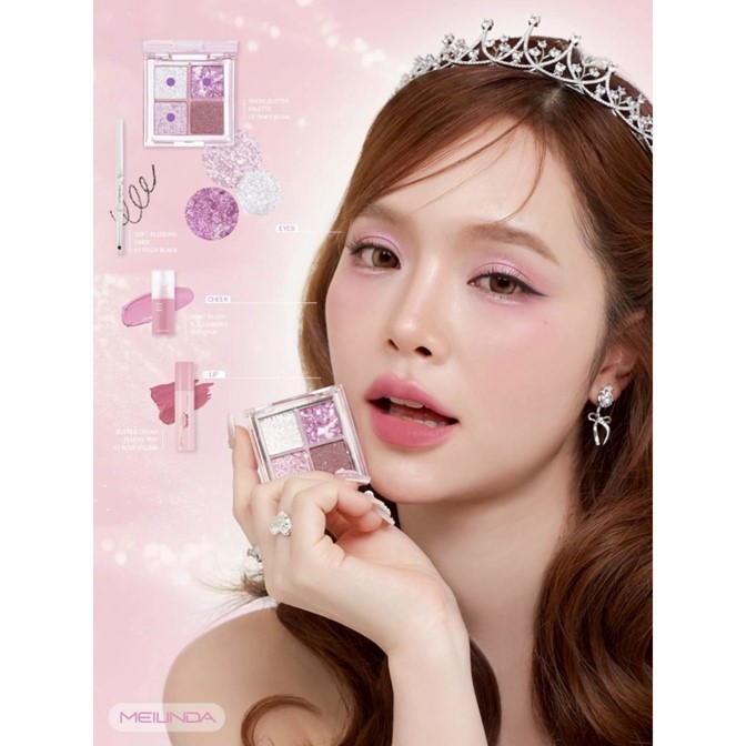 ถูกมาก!!อายแชโดว์ Meilinda เมลินดา 3.6กรัม พาเลท4 ช่อง วิ้งตะโกน Snow Glitter Palette ทาตา กลิตเตอร์ พิกเมนต์แน่น MC3131
