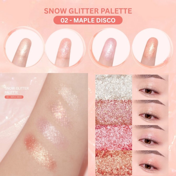 ถูกมาก!!อายแชโดว์ Meilinda เมลินดา 3.6กรัม พาเลท4 ช่อง วิ้งตะโกน Snow Glitter Palette ทาตา กลิตเตอร์ พิกเมนต์แน่น MC3131