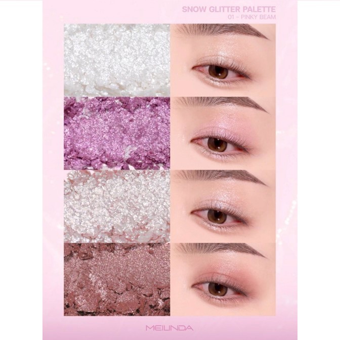 ถูกมาก!!อายแชโดว์ Meilinda เมลินดา 3.6กรัม พาเลท4 ช่อง วิ้งตะโกน Snow Glitter Palette ทาตา กลิตเตอร์ พิกเมนต์แน่น MC3131