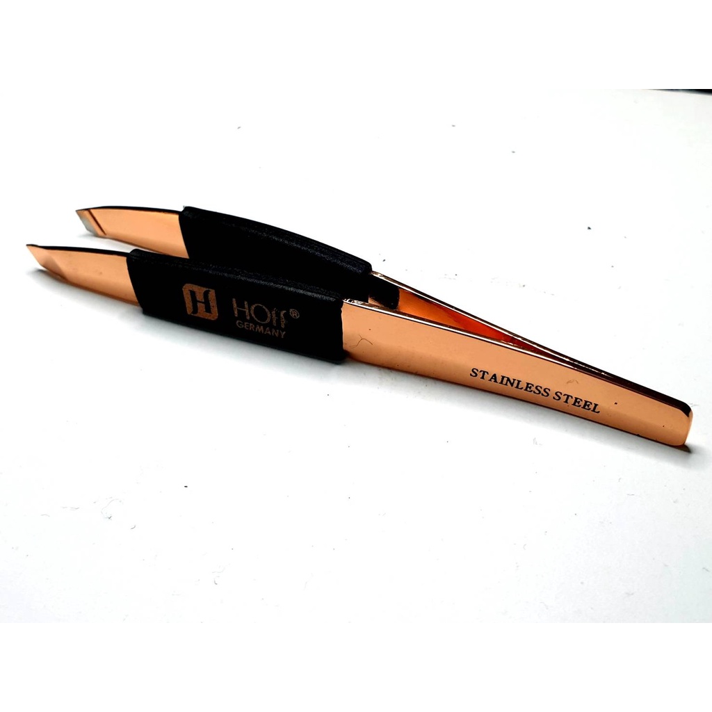 FLASH SALE! แหนบ สแตนเลส ของแท้ Hoff ฮอฟ เยอรมัน HP805 ใช้งานถนัด แนบสนิท สี โรสโกลด์ Stainless Tweezer Germany
