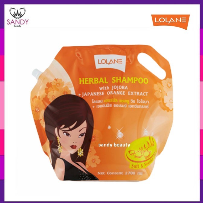 ขายดี! แชมพู Lolane โลแลน แบบถุง (สีส้ม) 2700มล. เพื่อผมที่นุ่มลื่น เงางาม ชุ่มชื้น ช่วยปรับสภาพเส้นผมให้อ่อนนุ่มไม่แห้ง
