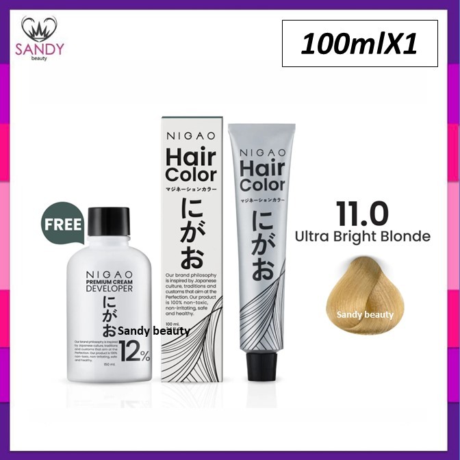 ขายดี! ครีมย้อมผม  NIGAO นิกาโอะ รุ่นใหม่ 100 ml *โทนสีธรรมชาติ*  พร้อมไฮ กลิ่นไม่ฉุน ไม่มีแอมโมเนีย