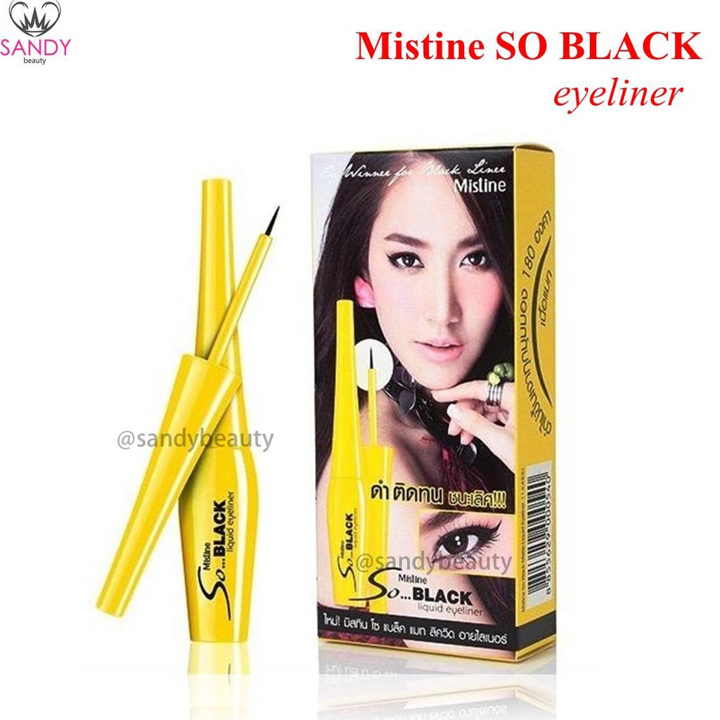 ของแท้! อายไลน์เนอร์ Mistine Soblack Matte liquid กล่องเหลือง มีสทีน โซแบล็ค แมท ลิควิด เส้นคม ดำไม่ขึ้นเงาเนื้อแมท