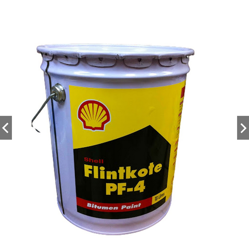 Shell เชลล์ ฟลินท์โค้ท พีเอฟ 4 Shell Flintkote P.F. 4 ขนาด 18 ลิตร สีกันสนิม น้ำมันดำกันสนิมเหล็ก ฟลิ้นโค้ท เบอร์ 4