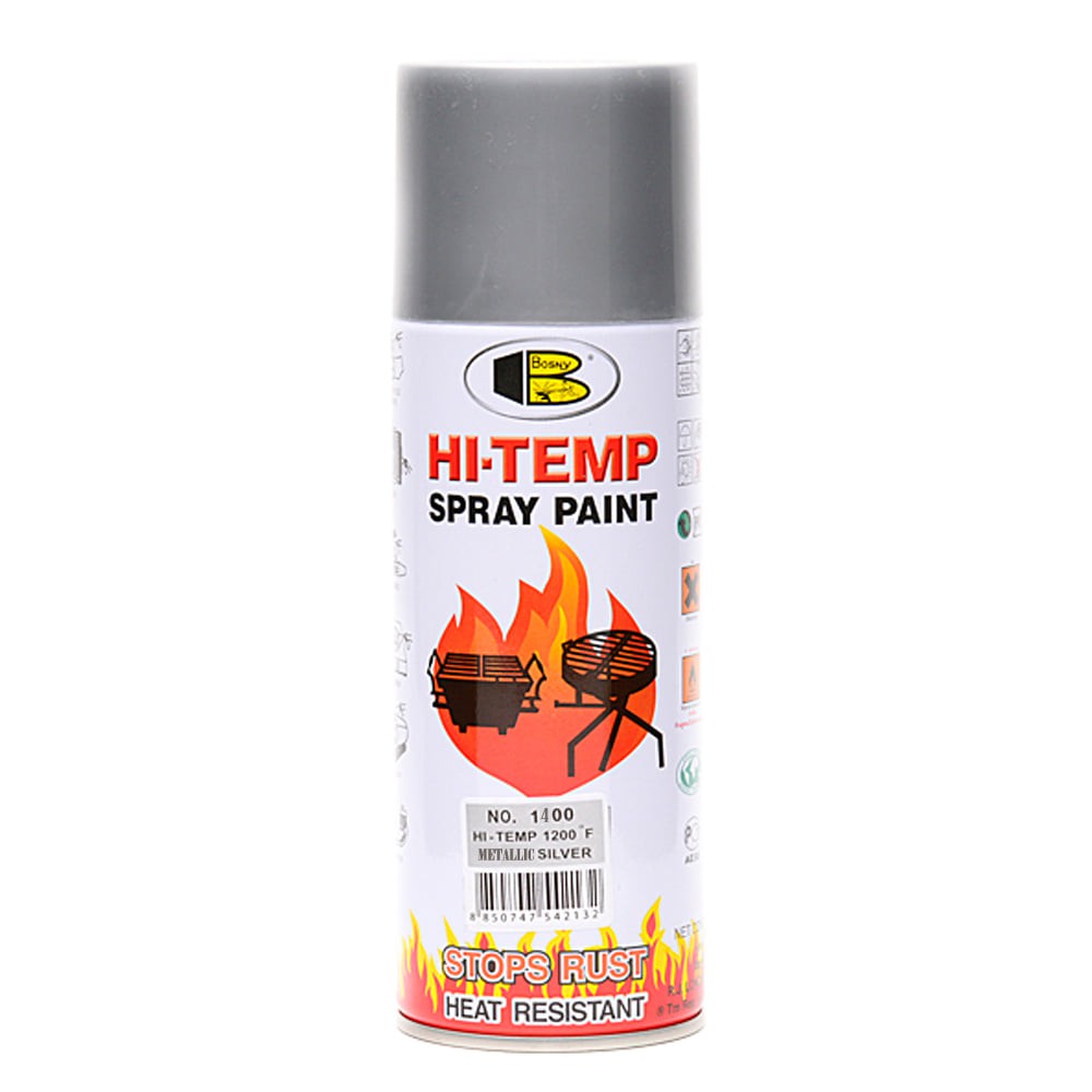 Bosny สีสเปรย์ทนความร้อน 1200°F บอสนี่ ขนาด 400 CC. สเปรย์ทนความร้อนสูง สีทนความร้อน Hi-temp 1200F