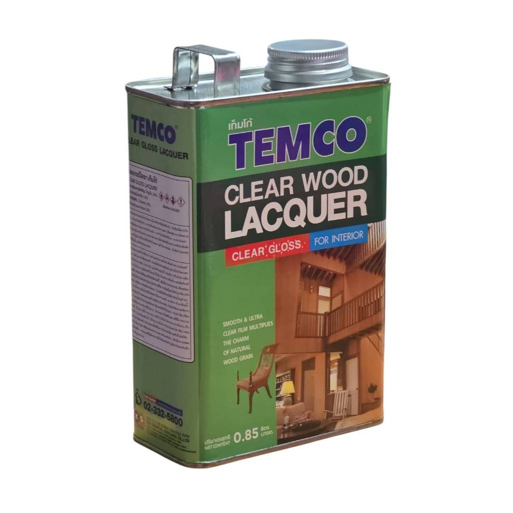 Temco เทมโก้ เคลียร์วูด แลคเกอร์ ใสเงา ทาเคลือบไม้ สำหรับภายใน ขนาด 0.85 ลิตร