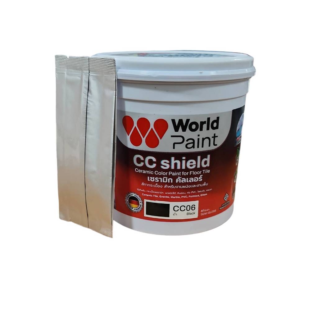 World Paint สีทา กระเบื้อง เซรามิค กระเบื้องห้องน้ำ CC Shield Ceramic Color ขนาด 0.85 ลิตร / 3 ลิตร