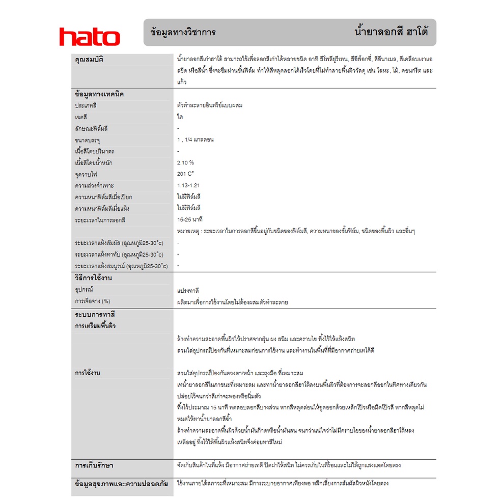 Hato น้ำยาลอกสี ฮาโต้ น้ำยาลอกสีเก่า น้ำยากัดสีผนังเก่า ลอกสีเดิม ขนาด 1/4GL