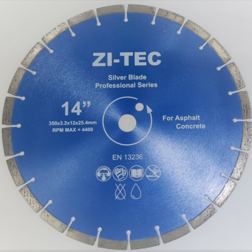 ZI-TEC Professional Series ใบตัดคอนกรีต/ร่องถนน 14 นิ้ว ขนาด 350 x 10 x 25.4 มม. คุณภาพสูง