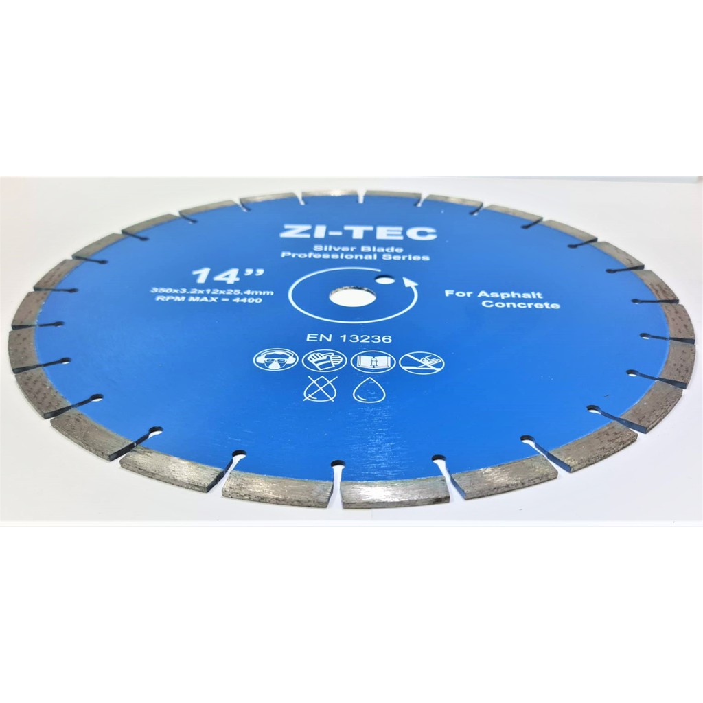 ZI-TEC Professional Series ใบตัดคอนกรีต/ร่องถนน 14 นิ้ว ขนาด 350 x 10 x 25.4 มม. คุณภาพสูง