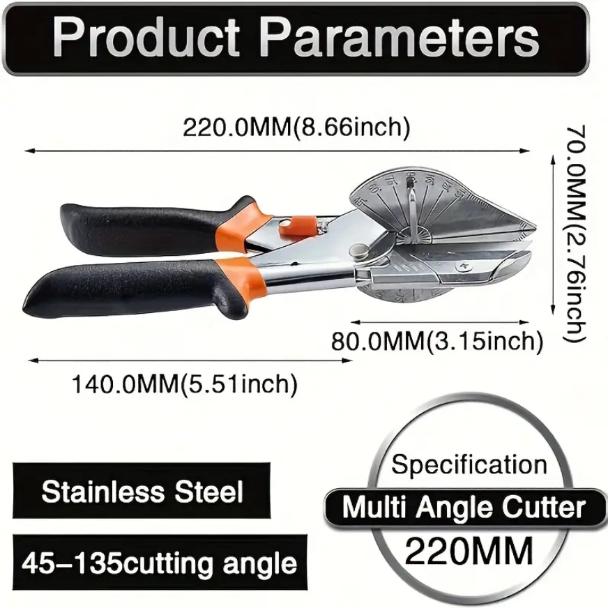 กรรไกรตัดวัสดุเข้ามุม อเนกประสงค์ (Miter Shear Cutter) – ปรับองศาได้ 45°-135° พร้อมใบมีด
