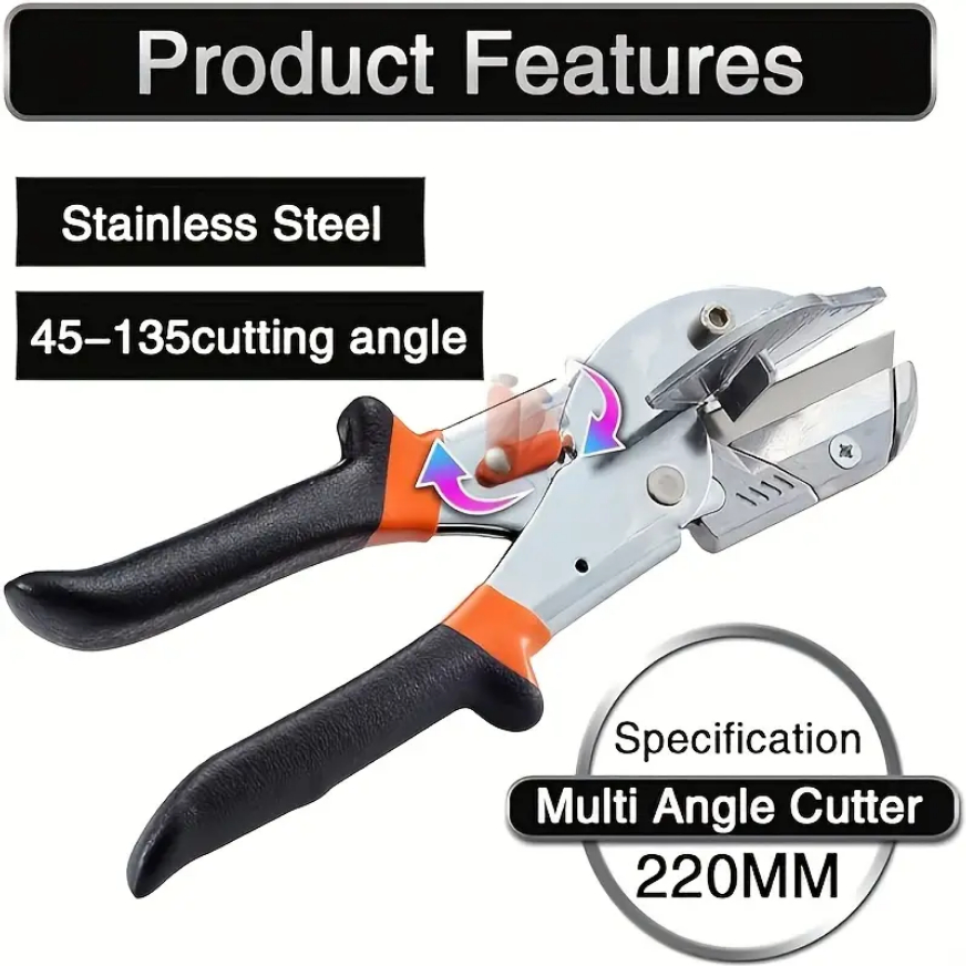 กรรไกรตัดวัสดุเข้ามุม อเนกประสงค์ (Miter Shear Cutter) – ปรับองศาได้ 45°-135° พร้อมใบมีด