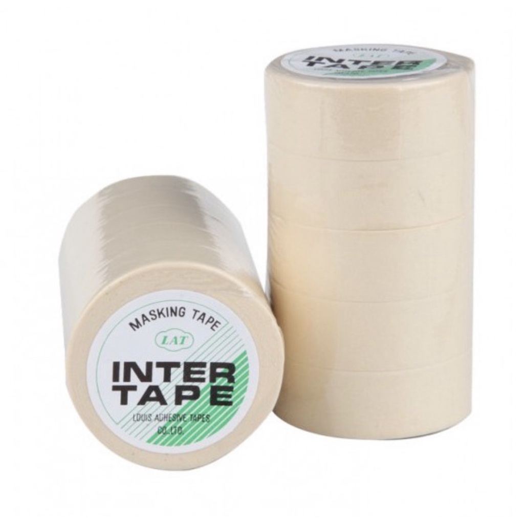 Intertape [50ม้วนเล็ก] กระดาษกาวพ่นสี กระดาษกาวย่น เทปย่นพ่นสี อินเตอร์เทป หน้ากว้าง 3/4" ยาว 10 หลา แกน 1 1/4" 50ม้วน
