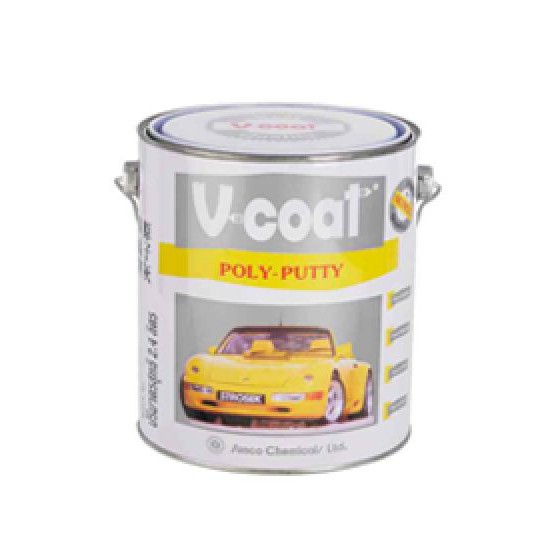 V coat สีโป๊วเหลือง V-COAT 2K Poly Putty 3.7 กก+น้ำยาโป้วเหลือง