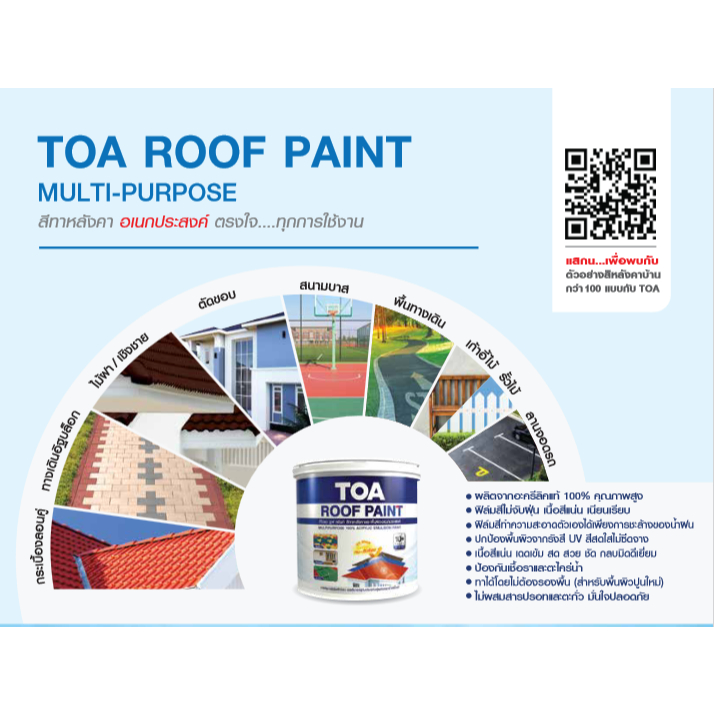 TOA Roof Paint สีทาหลังคา และ สนามกีฬา ทีโอเอ เฉดสีมาตรฐาน ขนาดแกลลอน