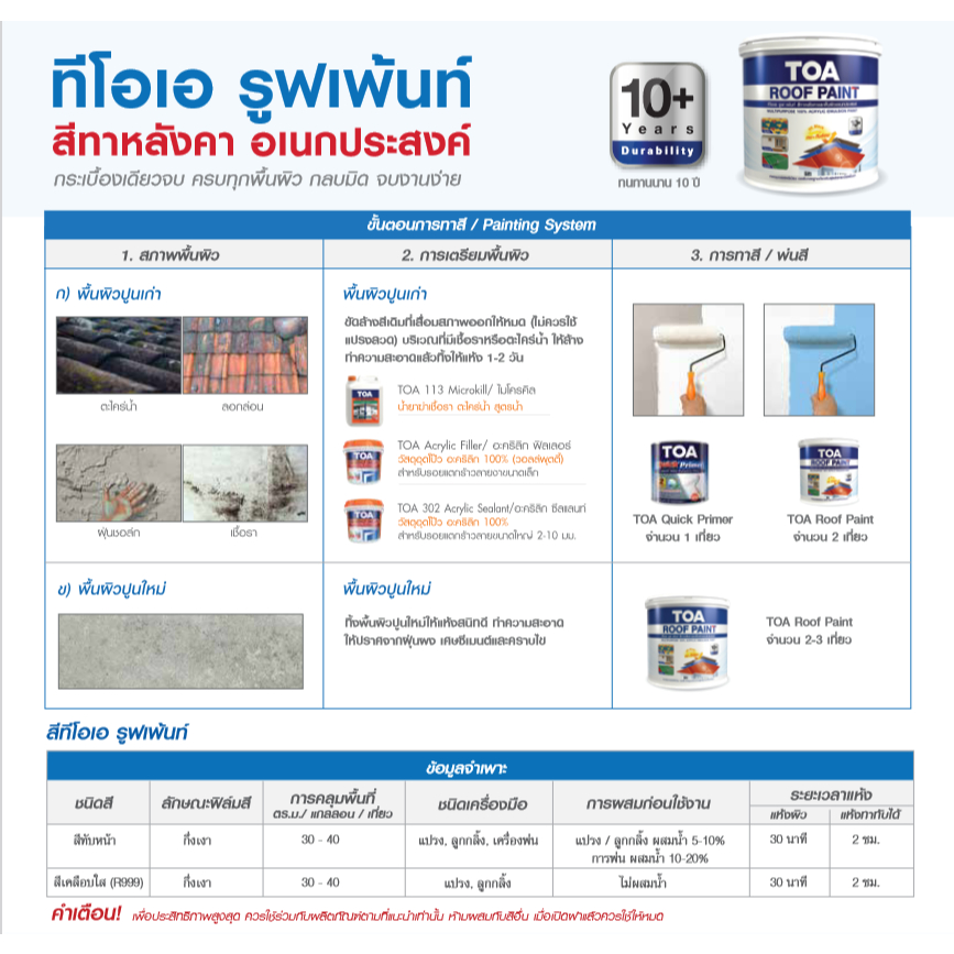 TOA Roof Paint สีทาหลังคา และ สนามกีฬา ทีโอเอ เฉดสีมาตรฐาน ขนาดแกลลอน
