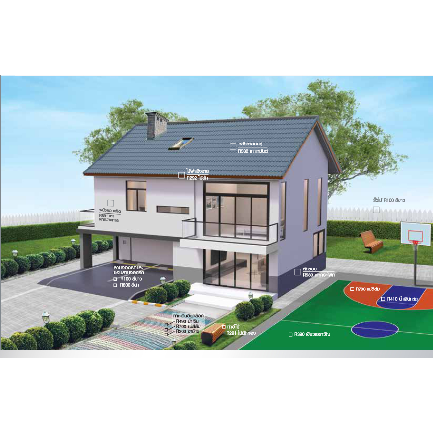 TOA Roof Paint สีทาหลังคา และ สนามกีฬา ทีโอเอ เฉดสีมาตรฐาน ขนาดแกลลอน