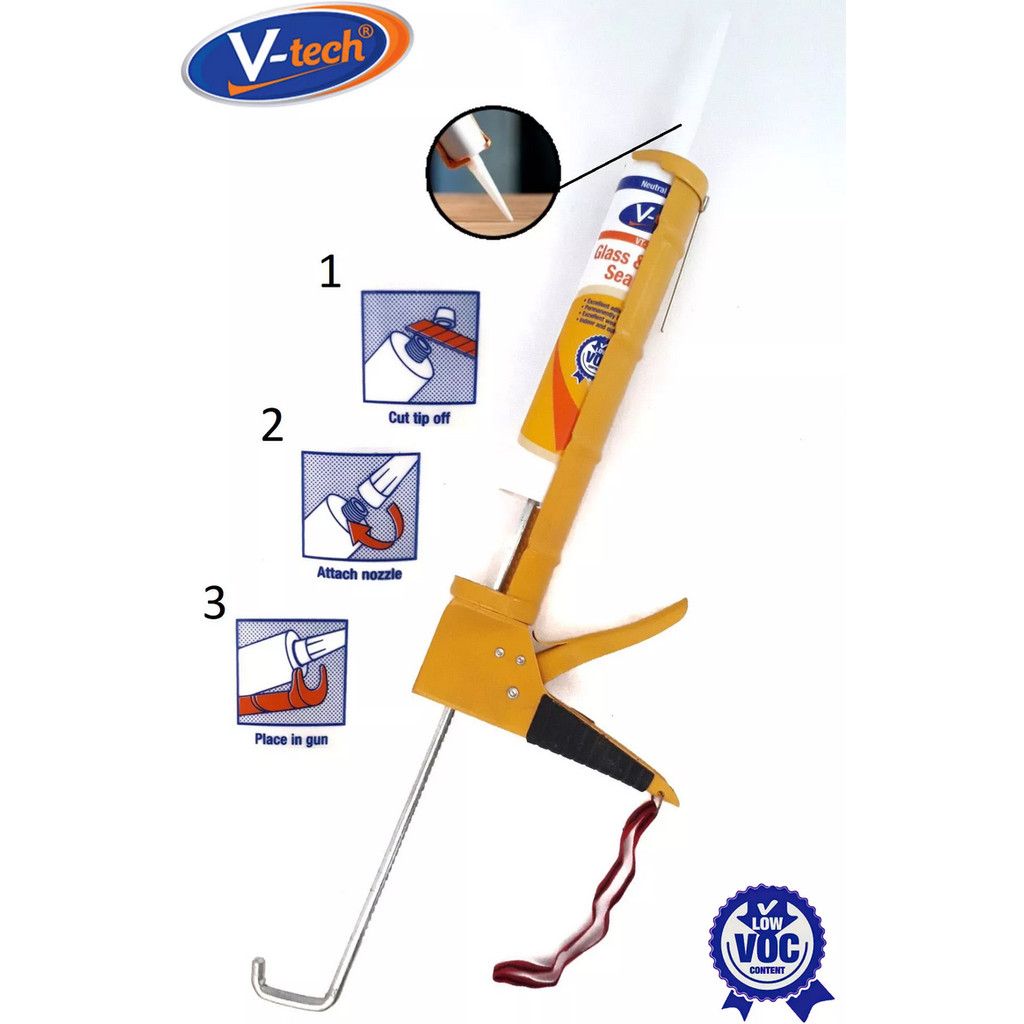 Vtech Glass & Metal Silicone Sealant VT-218 [หลอด] กาวซิลิโคน สำหรับ กระจก โลหะ อลูมิเนียม ขนาด 300 ml.