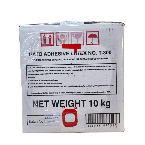 hato กาว กาวลาเท็กซ์ ฮาโต้ T-300 ขนาด กล่อง 10 กก. กาวปูปาเก้  งานไม้ปาร์เก้ และ เฟอร์นิเจอร์ไม้ และ งานเอนกประสงค์