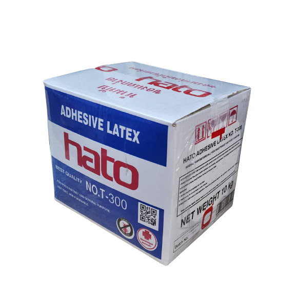 hato กาว กาวลาเท็กซ์ ฮาโต้ T-300 ขนาด กล่อง 10 กก. กาวปูปาเก้  งานไม้ปาร์เก้ และ เฟอร์นิเจอร์ไม้ และ งานเอนกประสงค์