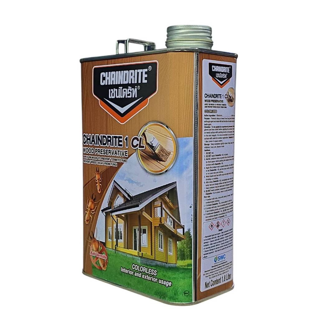 Chaindrite เชนไดร้ท์ 1 รักษาเนื้อไม้ น้ำยารักษาเนื้อไม้ ชนิดทา ป้องกันปลวก มอด เชื้อรา ขนาด 1.8 ลิตร