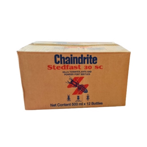 Chaindrite [ขายยกกล่อง 12 ขวด] เชนไดร้ท์ สเตดฟาส 30 เอสซี ขนาด 500 cc. [500 มล.]  น้ำยากำจัดปลวก แบบเข้มข้น