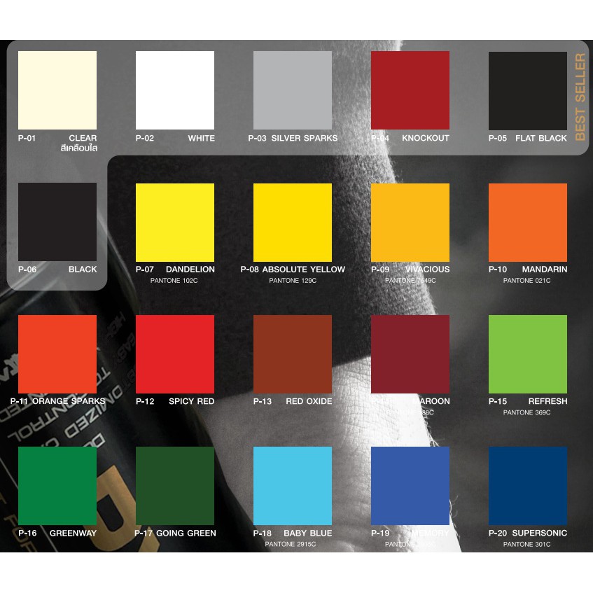 PYLAC PRO สีสเปรย์เกรดพรีเมี่ยม ทนทาน (P-01-P-37) ขนาด 400cc.