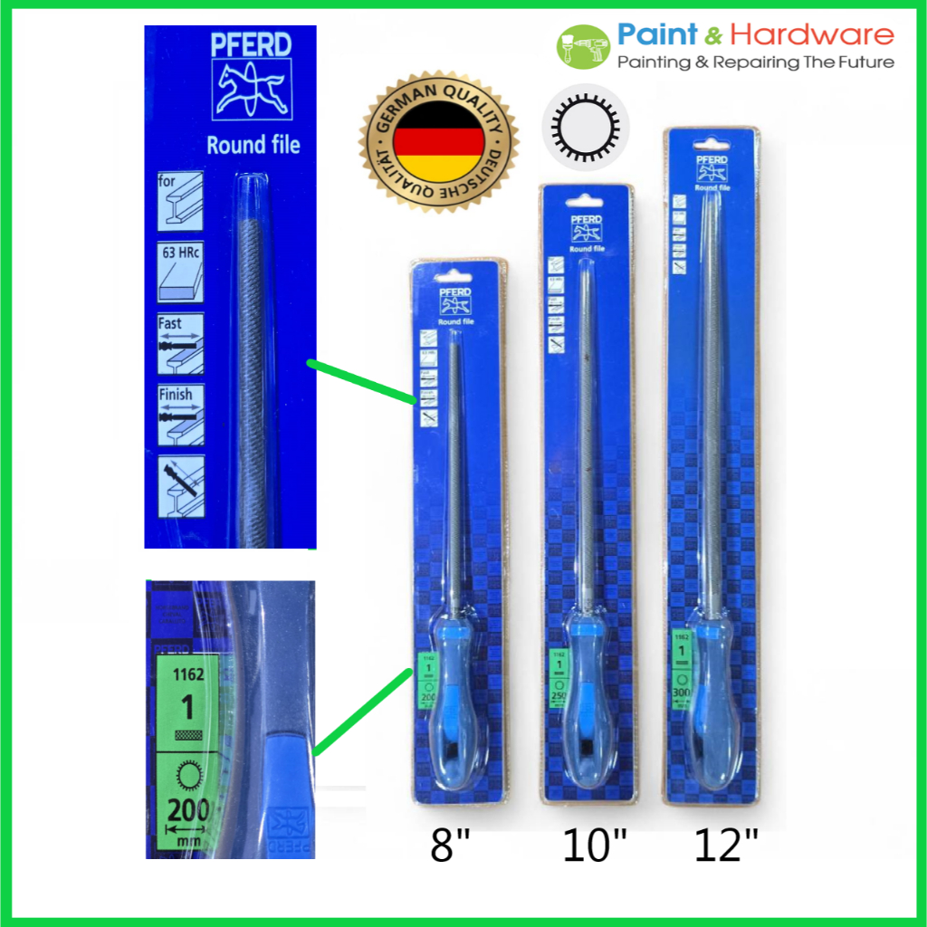 PFERD ตะไบกลม (ตราม้าลอดห่วง) แท้ 100% พร้อมด้ามจับ รุ่น 1162 ฟันหยาบ เบอร์ 1 กัดเหล็กแข็ง 63 HR
