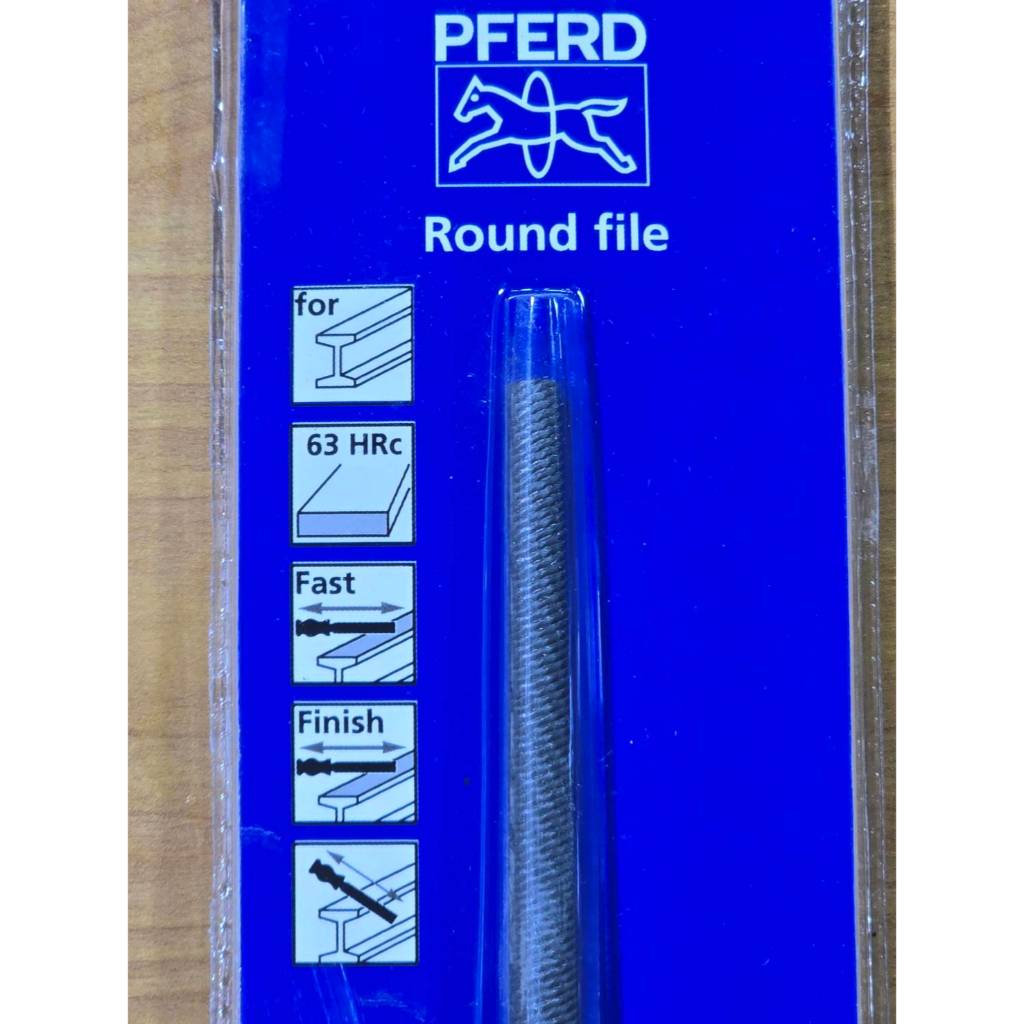 PFERD ตะไบกลม (ตราม้าลอดห่วง) แท้ 100% พร้อมด้ามจับ รุ่น 1162 ฟันหยาบ เบอร์ 1 กัดเหล็กแข็ง 63 HR