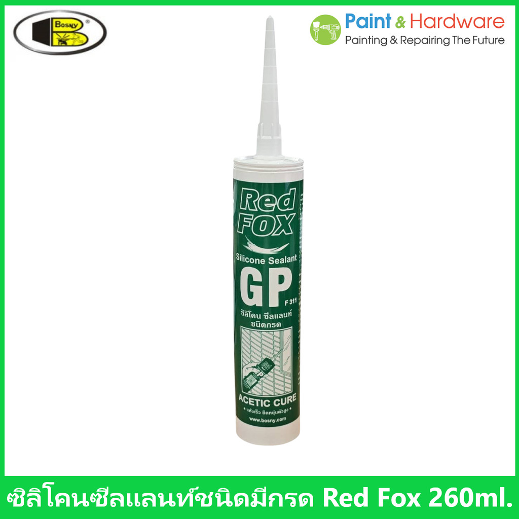ซิลิโคนซีลแลนท์ Red FOX GP (F311) - ชนิดมีกรด ใส แห้งเร็ว ขนาด 260ml.