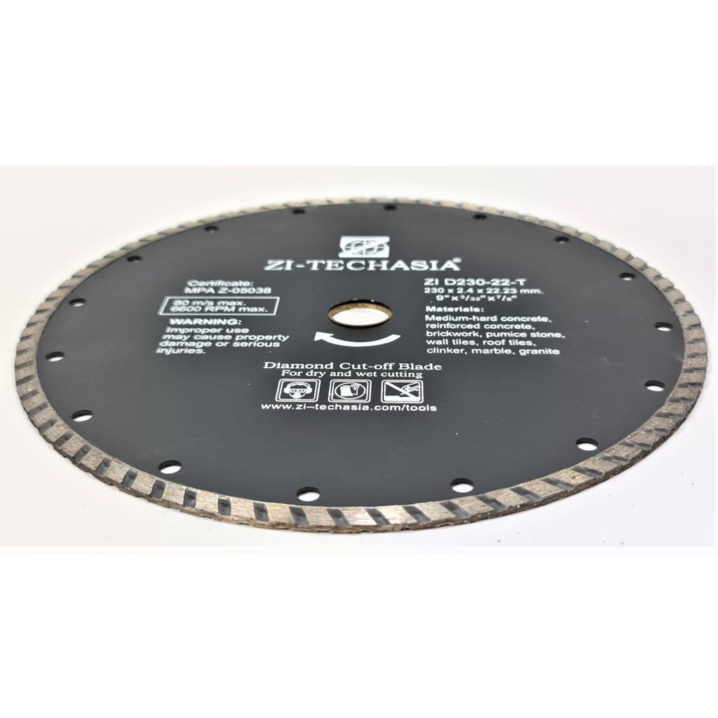 ใบตัดเพชร ZI-TECHASIA รุ่น D230-22-S ขนาด 9 นิ้ว แผ่นตัดเพชร (Diamond Cut-off Blade ZI-TECHASIA D230-22-S)