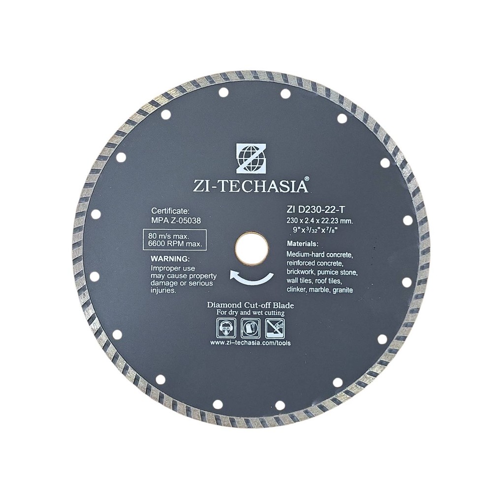 ใบตัดเพชร ZI-TECHASIA รุ่น D230-22-S ขนาด 9 นิ้ว แผ่นตัดเพชร (Diamond Cut-off Blade ZI-TECHASIA D230-22-S)