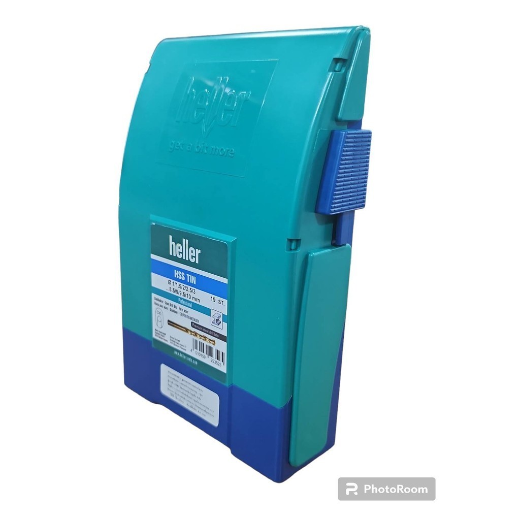Heller ชุด ดอกสว่านเจาะเหล็ก สเตนเลส ตัวสีทองชุบแข็งพิเศษ Heller HSS-Tin 19 ดอก/ชุด (เยอรมันแท้) ขนาด 1มม.-10มม.