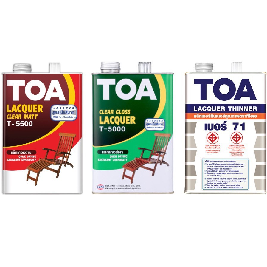 TOA ทีโอเอ แลคเกอร์เงา T5000, แลคเกอร์ด้าน T5500, ทินเนอร์เบอร์ 71 TOA ขนาด 1/4 GL