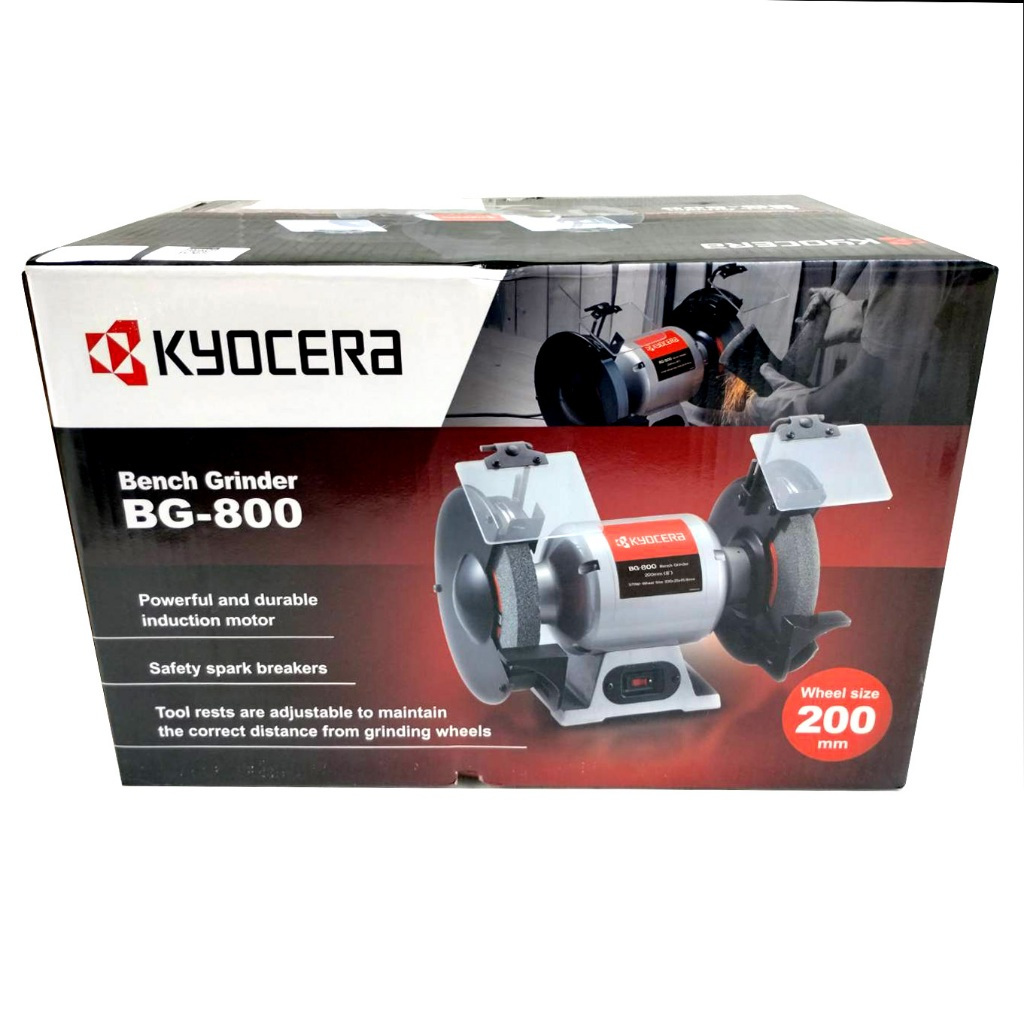 Kyocera  (RYOBI) มอเตอร์หินไฟ เครื่องเจียร์ตั้งโต๊ะ BENCH GRINDER ขนาด 8 นิ้ว (375วัตต์) รุ่น BG-800