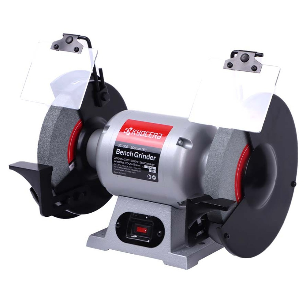 Kyocera  (RYOBI) มอเตอร์หินไฟ เครื่องเจียร์ตั้งโต๊ะ BENCH GRINDER ขนาด 8 นิ้ว (375วัตต์) รุ่น BG-800