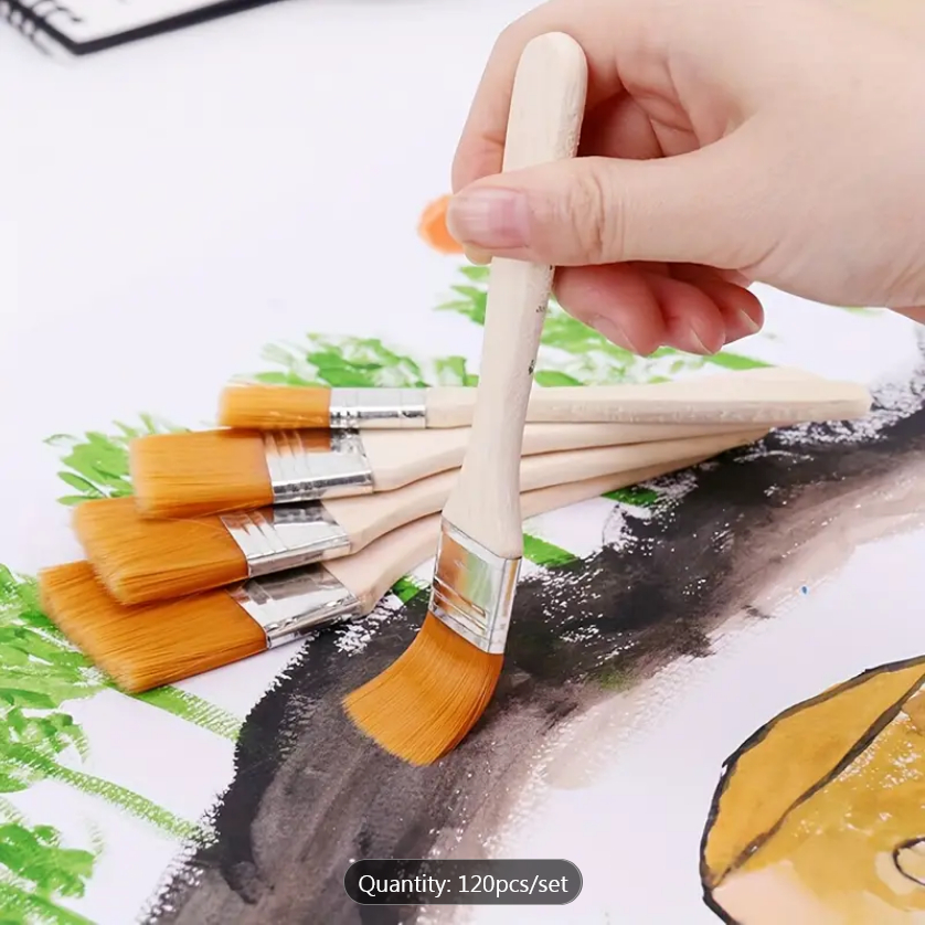 ชุดแปรงทาสีแบบมืออาชีพ แปรงไนลอนขนแข็งพร้อมด้ามจับ สำหรับงาน ศิลปะ DIY.