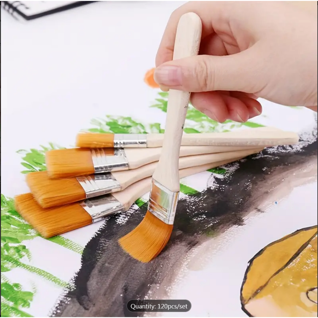 ชุดแปรงทาสีแบบมืออาชีพ แปรงไนลอนขนแข็งพร้อมด้ามจับ สำหรับงาน ศิลปะ DIY.