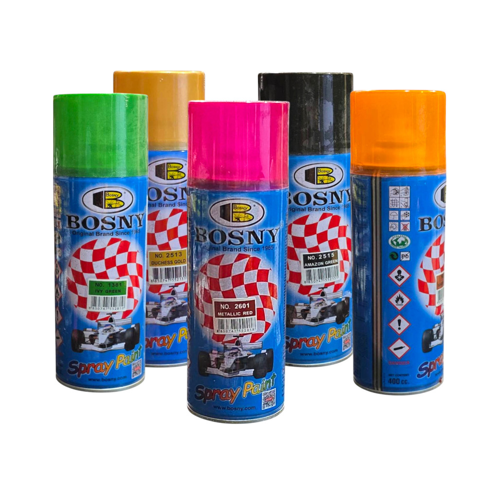 Bosny สีสเปรย์ บอสนี่ อะคริลิคแท้ 100% - เฉดสีแคนดี้โทน (Candy Tone) ประกายสวยล้ำลึก และ เฉดสีทอง และ อลูมิเนียม