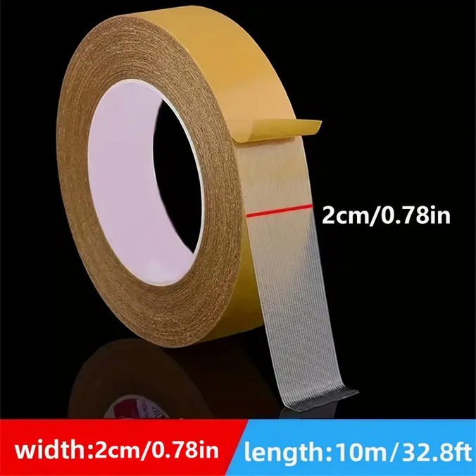 เทปกาวสองหน้า แรงยึดสูง 1.98 ซม. x 20.12 เมตร - กาวติดแน่นพิเศษ พร้อมตาข่ายไฟเบอร์กลาส