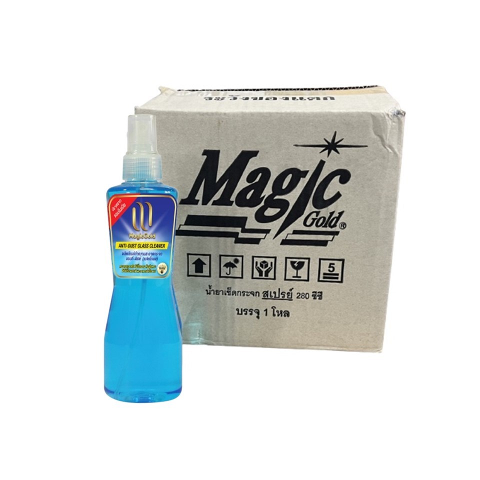 Magic Gold น้ำยาทำความสะอาดกระจก น้ำยาเช็ดกระจก เมจิกโกลด์ สูตรแอนทีดัสต์ 280 ซีซี.